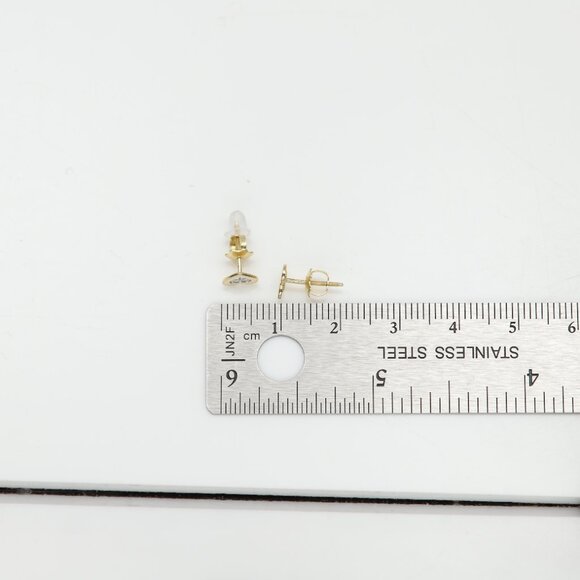 14k Heart Stud Earring Screw Back Mini Size Lab Diamonds - Picture 2 of 6